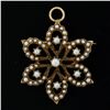 Image 3 : Antique Victorian 14K Yellow Gold Seed Pearl Cluster Open Flower Brooch Pendant