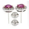 Image 4 : Platinum & 14K Gold 3.06 ctw GIA Pink Sapphire Diamond Halo Cluster Stud Earring