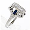 Image 9 : Antique Art Deco 18K White Gold .46 ctw Diamond Sapphire Open Etched Dinner Ring