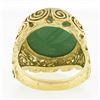 Image 7 : 14k Yellow Gold Large 16mm Round Cabochon Bezel Green Jade Spiral Open Work Ring