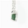 Image 5 : NEW 14K White Gold.43 ctw Oval Sideways Emerald Petite Solitaire Pendant Necklac