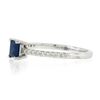 Image 4 : NEW 14K White Gold 0.63 ctw Square Step Cut Sapphire Solitaire & Diamond Ring