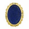 Image 2 : Antique Etruscan Revival 14k Gold GIA Carved Oval Blue Lapis Pendant or Brooch