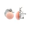 Image 2 : 61.8 ctw Pink Coral & Diamond Earrings - 14KT White Gold & Platinum