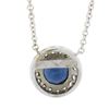 Image 6 : NEW 14K White Gold 1.07 ctw Round Sapphire & Diamond Halo Pendant Chain Necklace