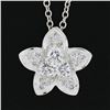 Image 3 : 18K White Gold 0.35 ctw Diamond Flower Slide Pendant w/ Cable Chain Necklace