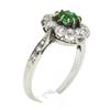 Image 1 : Antique Edwardian French Platinum Emerald & 0.66 ctw Old Cut Diamond Halo Ring