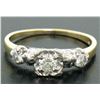 Image 2 : Vintage 14k Yellow & White Gold 0.40 ctw 3 Stone Illusion Set Round Diamond Ring