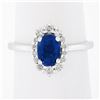 Image 1 : NEW 14K Gold 1.58 ctw GIA NO HEAT Oval Prong Sapphire Diamond Halo Engagement Ri