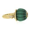 Image 5 : Vintage 18k Yellow Gold Carved Malachite w/ Diamond & Sapphire Statement Ring