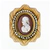 Image 4 : Antique Victorian Etched GF Carved Agate Cameo Solitaire Ring w/ 10k Gold Shank