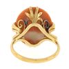 Image 7 : Vintage 18K Gold Cabochon Pinkish-Orange Natural Coral Open Work Solitaire Ring