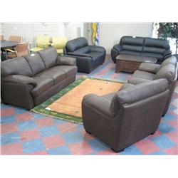 Brown Leather 3 Piece Sofa Set