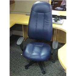 Blue Leather High Back Executive Chair