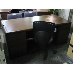Mahogany Bull Nose Double Pedestal Executive