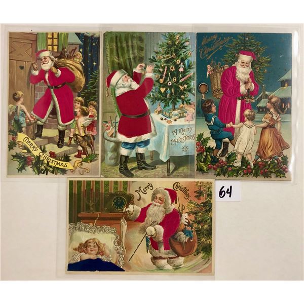 Silk Santa Claus Holiday Greeting Christmas Postcards 4
