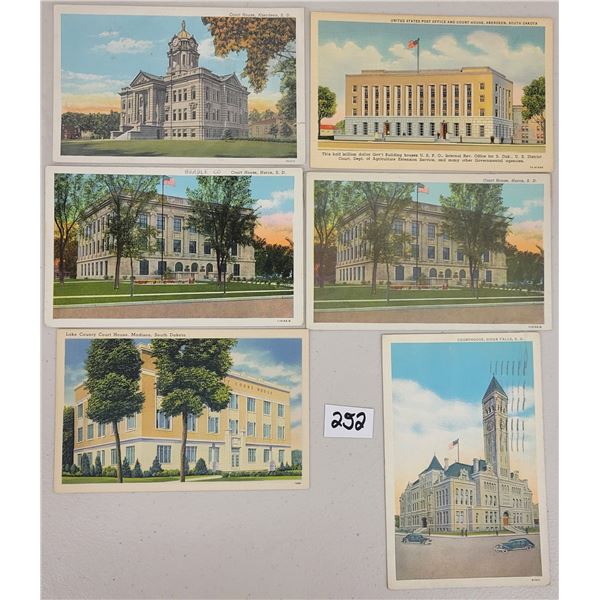 South Dakota Court Houses 6 Postcards