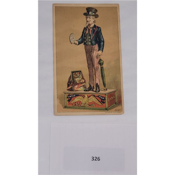 Uncle Sam Toy Saving Bank Advertising Trade Card