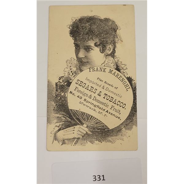 Segars & Tobacco Newark, New Jersey Pretty Lady Trade Card