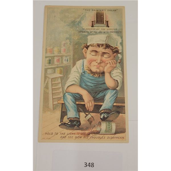 Hold to Light Trade Card "The Painter's Dream"Calmans Advertising Trade Card