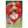 Image 1 : Valentine's Day Ladies in Heart with Hat Postcards 4
