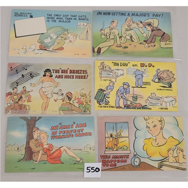 Military Linen Comic - Humor Postcards 25+
