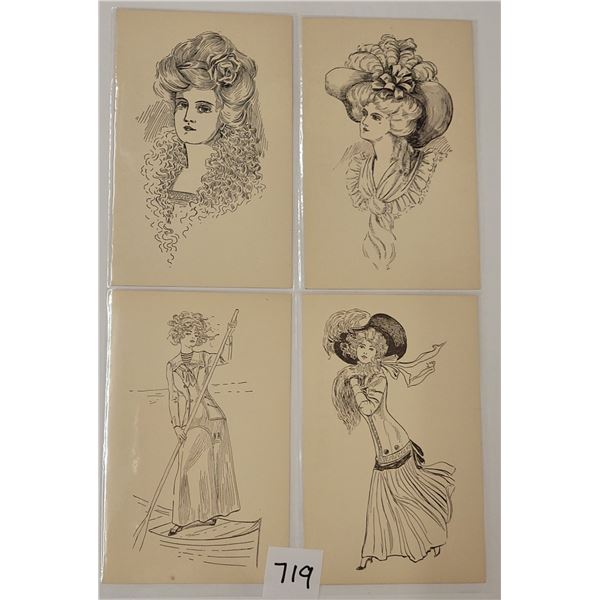 Black & White Pretty Women Postcards 4