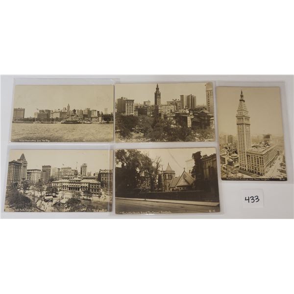 5 New York City Thaddeus Wilkerson Real Photo Postcards
