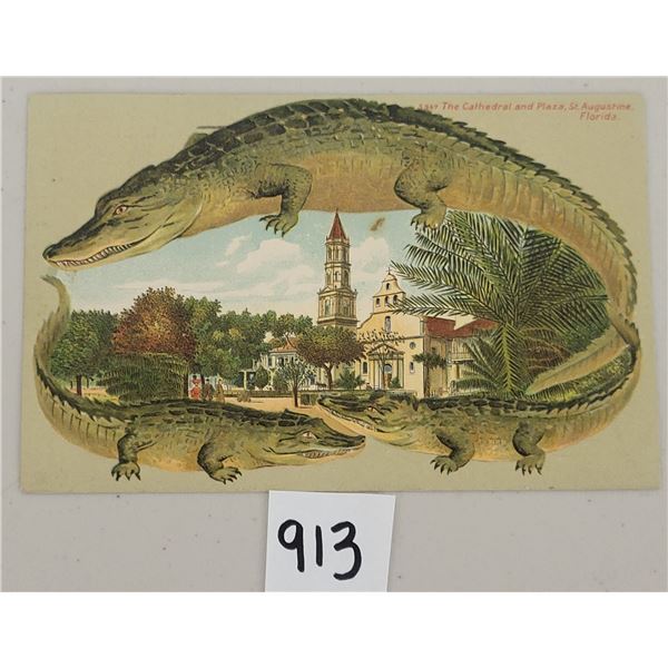Alligator Border S547 The Cathedral & Plaza, St. Augustine, Florida Postcard