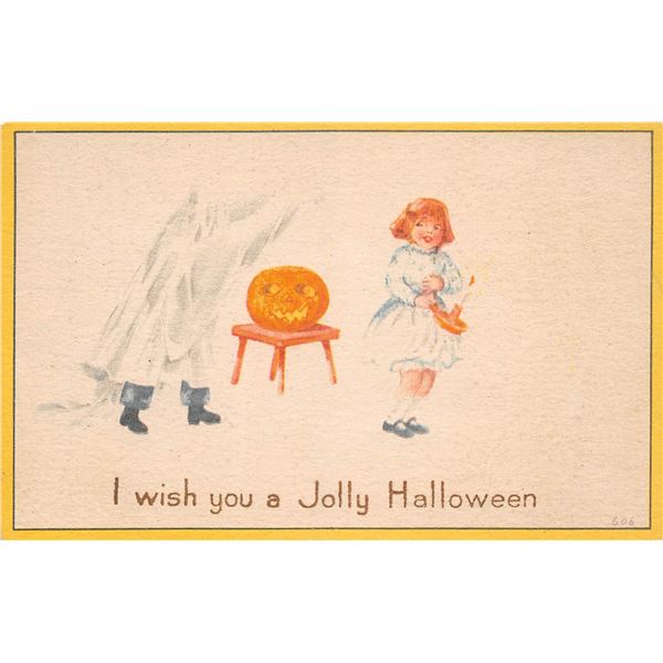 2 Gibson Halloween Yellowborder Holiday Greeting Postcards