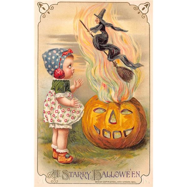 A Starry Halloween Winsch Holiday Greeting Postcard