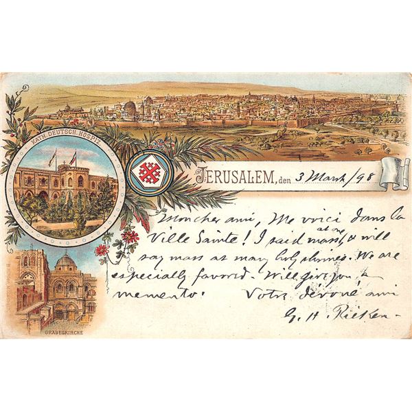 1898 Postal Used Jerusalem Postcard
