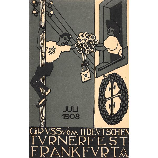 3 1908 Frankfurt Germany Gymnastics Postcards