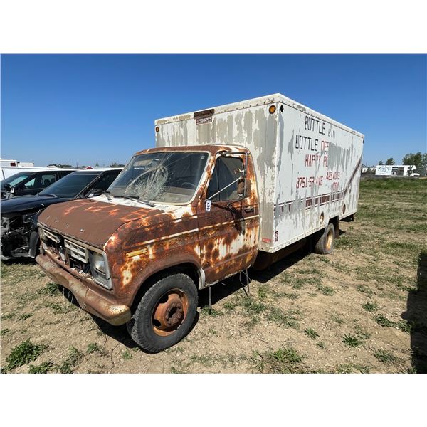 1980 Ford cube van. 15ft box with lumber, tires, misc. VIN E37GHHJ7296