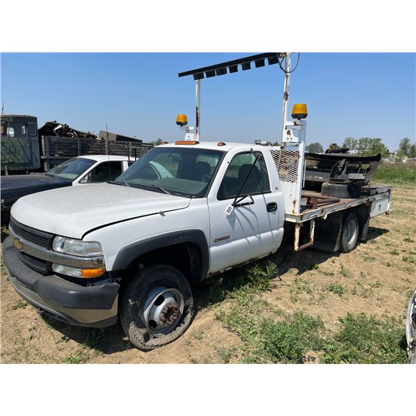 2001 Chevy 3500. Approx 13ft long, 7.5ft across flat deck. Trailer hitch,signal lights, tires and mi