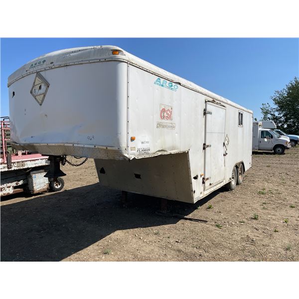 Argo enclosed G/neck trailer. Approx 19ft long, approx 6ft overhang gooseneck enclosed trailer. Tire