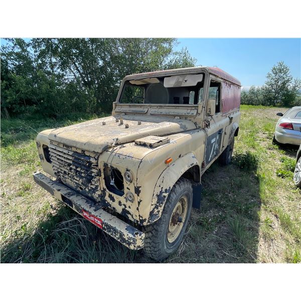 Military Landrover jeep. 2dr, tires hold air. Bins, various misc., sold for parts