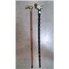 Image 1 : 2 vintage wooden walking sticks, duck head & dog head