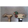 Image 2 : 2 vintage wooden walking sticks, duck head & dog head
