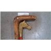 Image 2 : 2 vintage walking sticks, 1 wood, 1 brass horse head