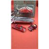 Image 2 : Box of collectibles, car emblems, die cast cars, tin, vintage German beer glasses, etc