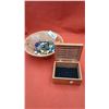 Image 2 : Beautiful hand made jewelry box & walnut bowl with marbles and blown glass