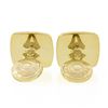 Image 2 : Men's Morelli 14K Gold Cushion Cabochon Bezel Hematite Roman Numeral Cuff Links