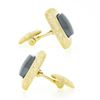 Image 4 : Men's Morelli 14K Gold Cushion Cabochon Bezel Hematite Roman Numeral Cuff Links