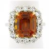 NEW Plat. & 18K Gold 10.7 ctw GIA Vivid Orange Sapphire Diamond Halo Cocktail Ri