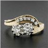 Image 2 : Vintage 14k TT Gold .82 ctw Diamond Textured & Polished Statement Cocktail Ring