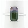 14k White Gold 3.44 ctw Emerald Pink & Green Watermelon Tourmaline Solitaire Rin