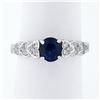 NEW 14K Gold 1.36 ctw GIA Oval Sapphire Solitaire & Diamond Heart Engagement Rin