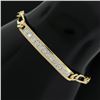 Image 4 : Unisex 14k Yellow Gold 6.75" 0.85 ctw Diamonds ID Figaro Link Chain Bracelet