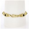 Image 2 : Vintage Solid 14k Yellow Gold Round Bezel Set Black Onyx Geometric Link Bracelet